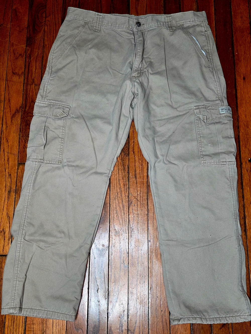 Wrangler 38x30 Fleece Lined Carpenter Pants Tan Khaki Work Jeans Cargo B1